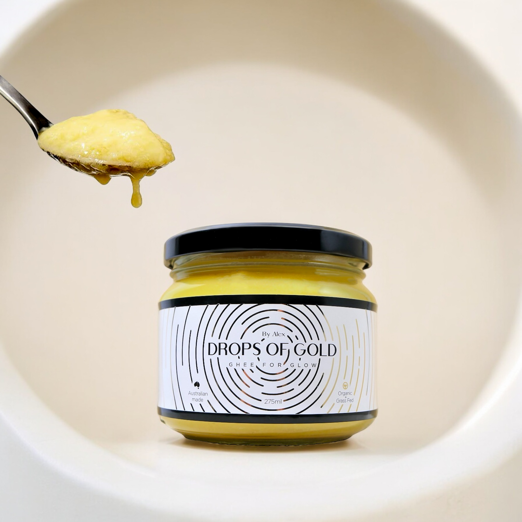 Pre-Order: Drops of Gold 275mL Jar & Golden Spoon